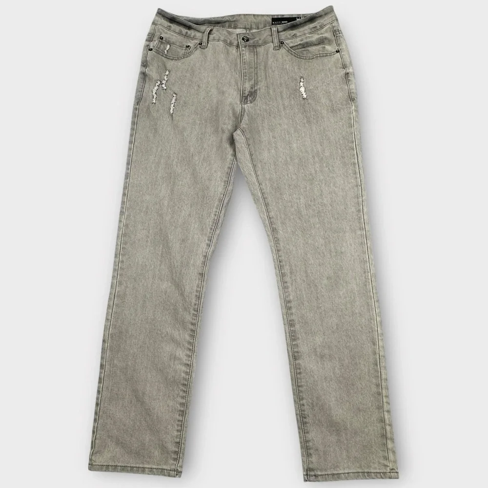 WXYZ Jeans Mens 34x30 Gray Wash Nomad Slim Fit‎ Distressed Stretch Moto Grunge